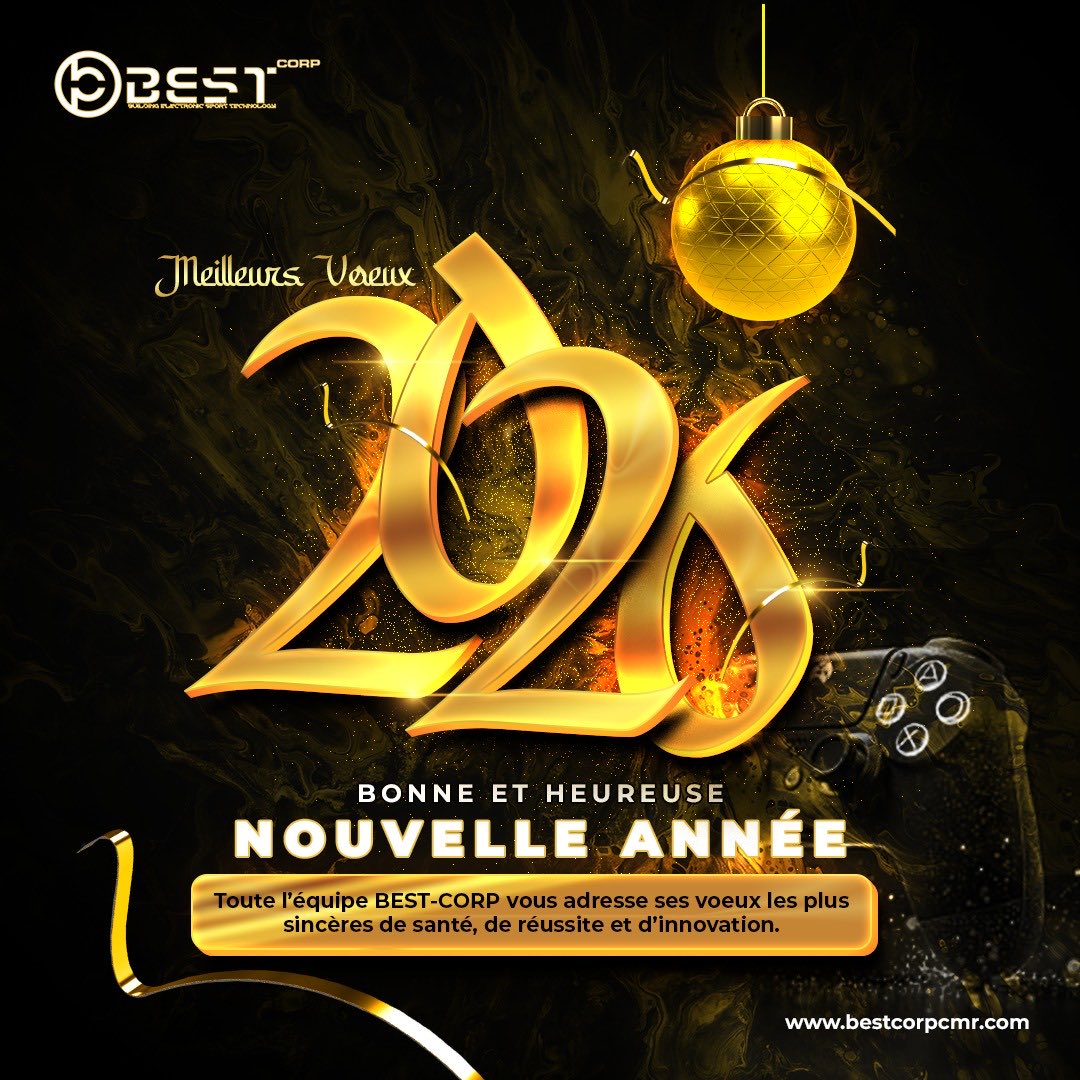 🎇 BONNE ANNÉE 2026 🎆

Que Cette Année soit placée sous le signe de L'Innovation, de La Performance et de La Réussite Collective 🚀

Aux Acteurs du Gaming &amp; de L'e-Sport…
Continuons à Bâtir, à Performer et à Repousser Les Limites… ENSEMBLE ✨

#COGA #EsportsInAfrica #BESTCORP