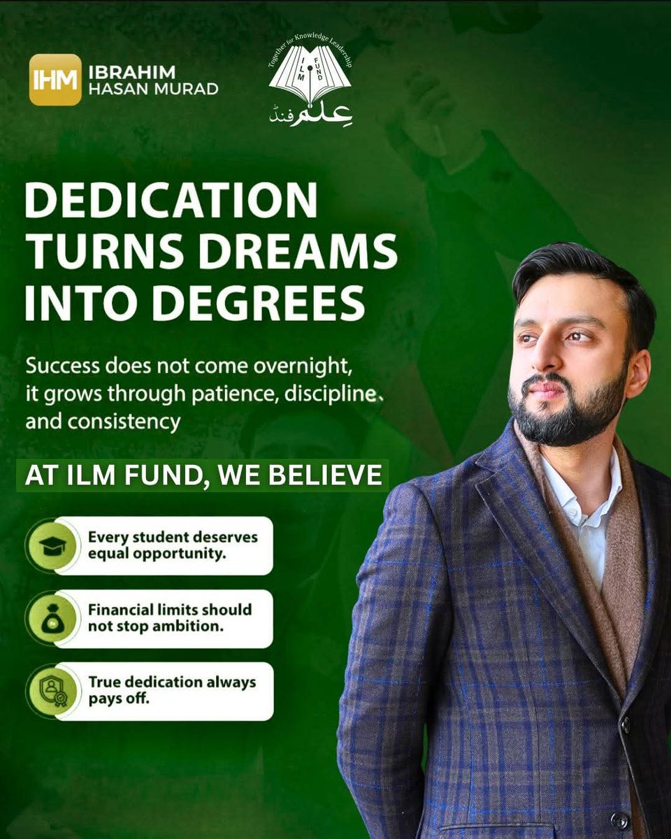 ibrahimhmurad's tweet photo. We believe every student deserves equal opportunity. Financial limitations should never stand in the way of ambition. True dedication always leads to meaningful success.
#ibrahimhasanmurad #ilmfund #umt #scholarship #education #educationmatters https://t.co/59hVyaz3ew