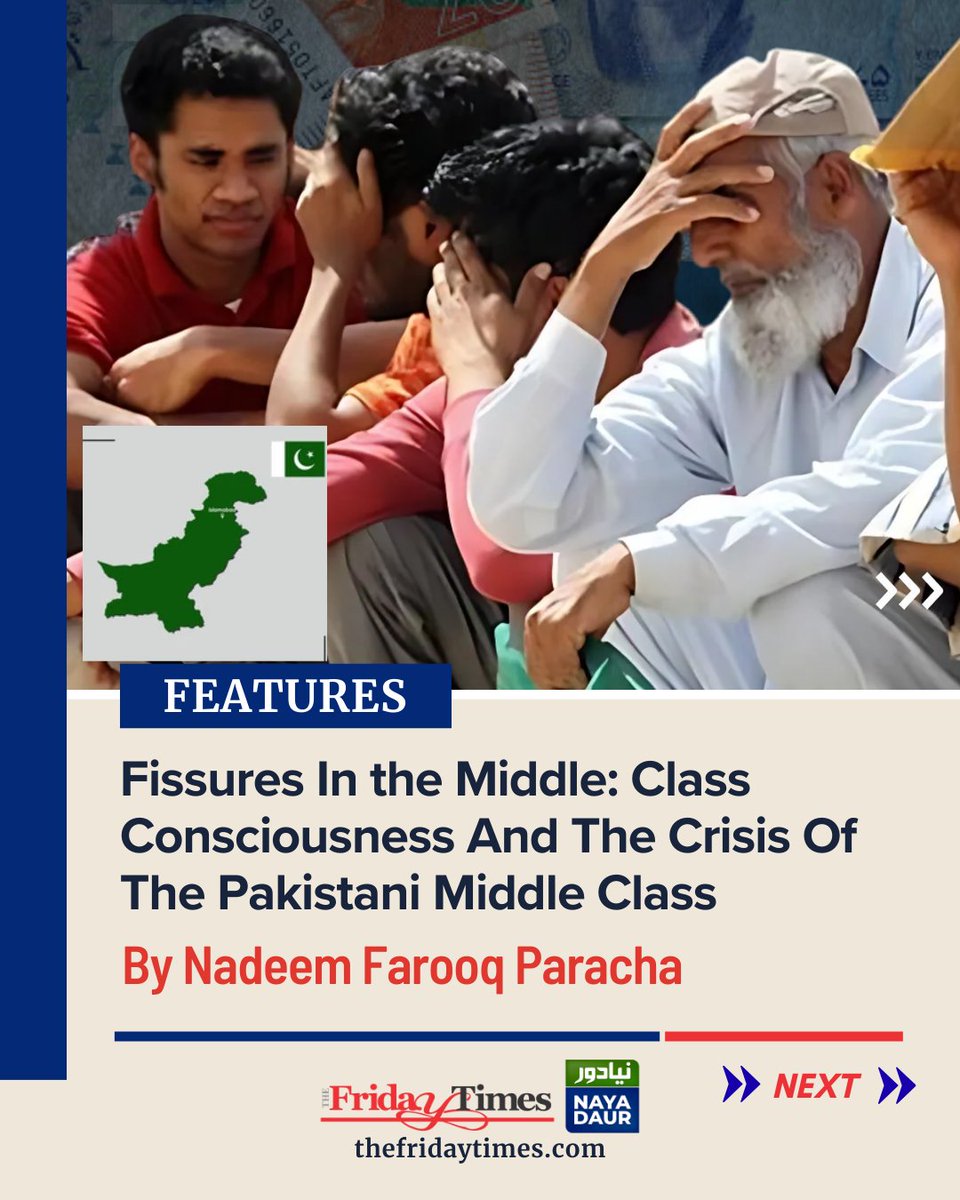 TFT_'s tweet image. Pakistan’s middle class is divided, anxious, and politicised—where class loyalty, not principles, increasingly defines outrage and resistance. 
By Nadeem Farooq Paracha
@NadeemfParacha

Read more: thefridaytimes.com/31-Dec-2025/fi…

#MiddleClass #Identity #PakistanSociety #Consciousness