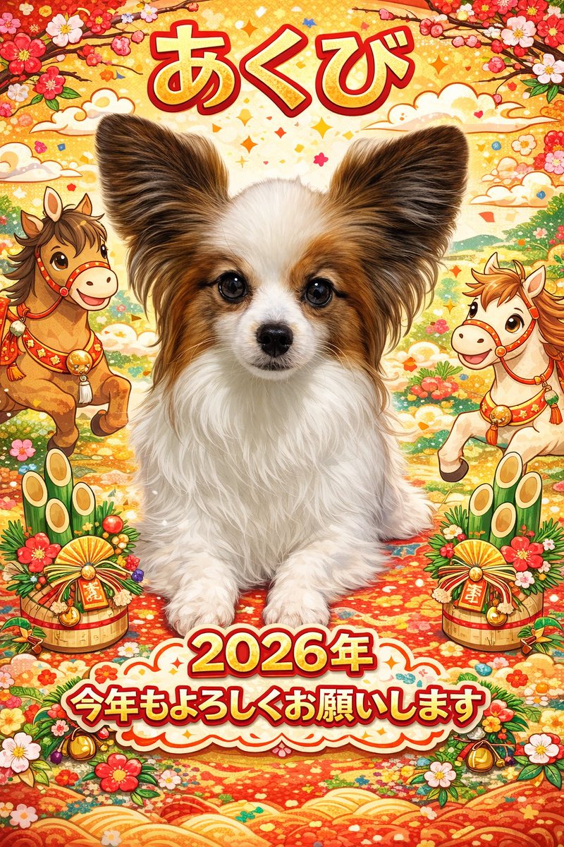 本年もよろしくお願いします！ #パピヨン #いぬのいる暮らし #ひとり