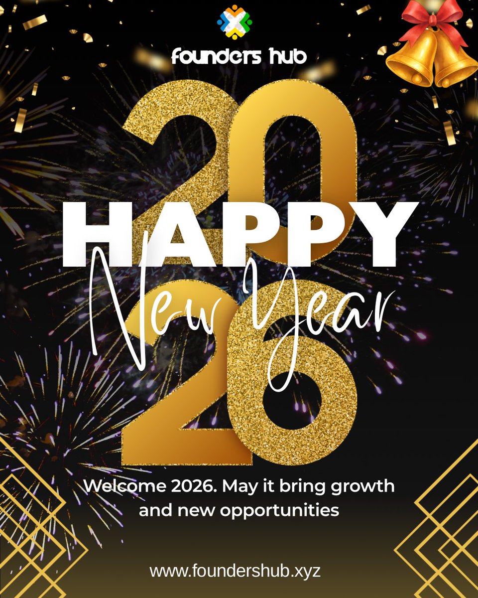 Cheers to a brand new year 
Welcome to 2026🤗a year of bold ideas, growth, collaboration and limitless opportunities. At Founders Hub, we’re ready to build, scale and win together 

#happynewyear2026 
#foundershub 
#startupgrowth 
#buildin2026 
#businessgrowth 
#lagos 
#ilorin