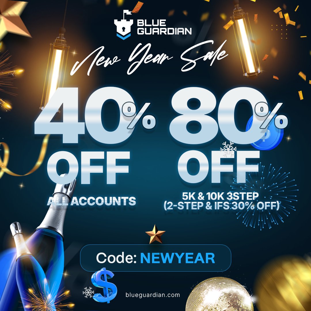 Start the year with a great deal

80% OFF to 40% OFF discount to celebrate New Year! ✨

🖤 Up to 80% OFF (excl. 2-step &amp; IFstarter)
🖤 Instant Payouts for Instant Funding accounts
🖤 MT5 and 2 other platforms

Start now 

checkout.blueguardian.com/ref/12358/