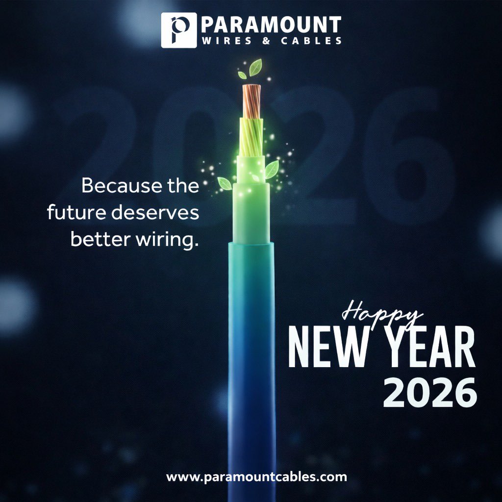 ParamountCables's tweet photo. As we step into a new year, some things don’t need to change.
The focus on reliability. The responsibility toward resources. The commitment to building infrastructure that lasts.
Here’s to another year of steady power and thoughtful engineering
#NewYear2026 #ParamountCables https://t.co/xYqqsHkByr