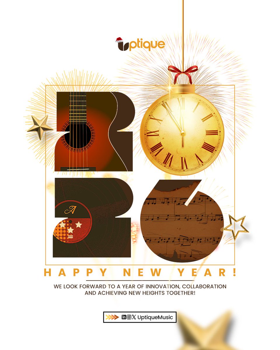 From Uptique Music, we wish you a Happy New Year🎇🎉
This year will be filled with more even opportunities. 

#uptiquemusic #Happynewyear