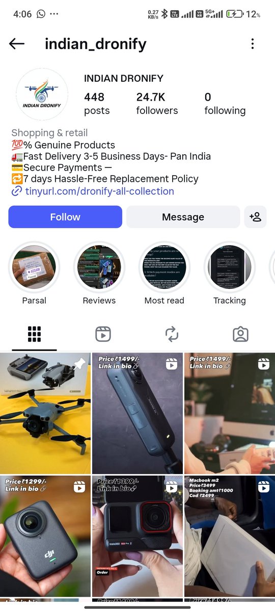 Instagram पर ये Indian_dronify नाम से पेज है जो original product का पैसा लेकर लोगों के साथ फ्रॉड कर रहा है और बहुत से लोग से कर चुका है, इसके किसी भी प्रोडक्ट को ऑर्डर करने के बाद ये वैक्यूम क्लीनर भेज देता है, कृपया मामले का संज्ञान लीजिए 🙏 <a href="/Cyberdost/">CyberDost I4C</a> <a href="/cyberabadpolice/">Cyberabad Police</a>