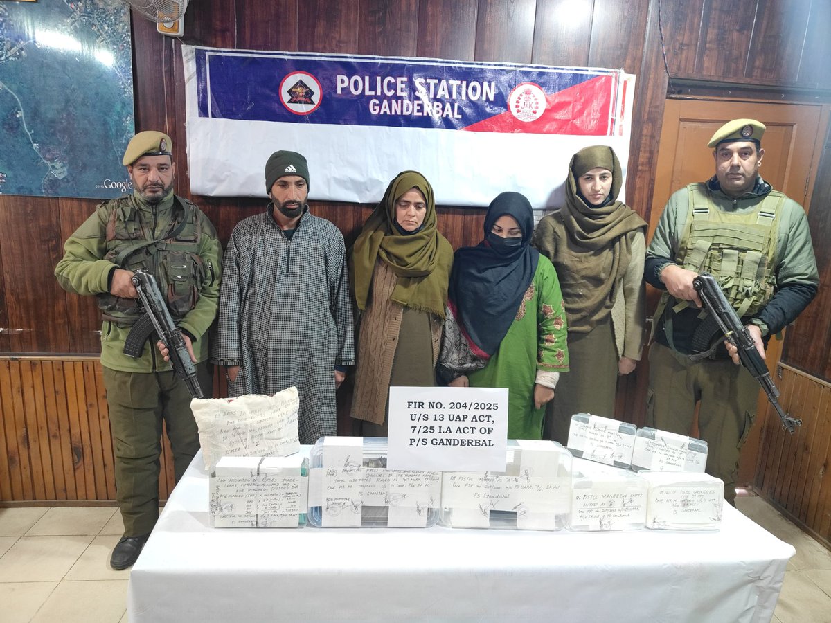 In a major breakthrough, Jammu and Kashmir Police at District #Ganderbal arrested #02TerrorAssociates recovered #ArmsAmmunition &amp; Rs.8.4 Lacs #Cash.
Case Stands registered at #PSGanderbal and further investigation taken up.
<a href="/OfficeOfLGJandK/">Office of LG J&K</a>
<a href="/JmuKmrPolice/">J&K Police</a>
<a href="/KashmirPolice/">Kashmir Zone Police</a>
