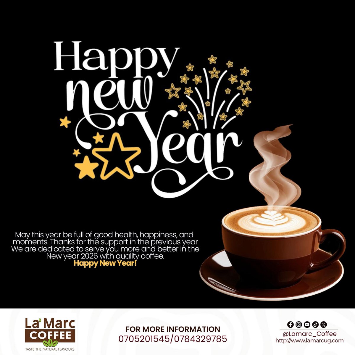Lamarc_coffee's tweet photo. Happy New Year! 🎉 Thanks for  @Lamarc_coffee  in 2025. Here's to new adventures, growth, and great times ahead! Wishing you a prosperous and joyful 2026 🥳 #NewYear 
#gratefulheart❤️ https://t.co/lCIWNaNLJj