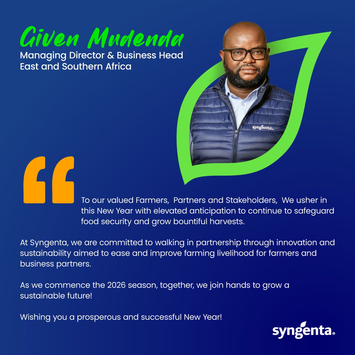 Happy New Year to all Farmers, our Partners and Stakeholders!

Here's a message from East and Southern Africa's Managing Director and Area Head: