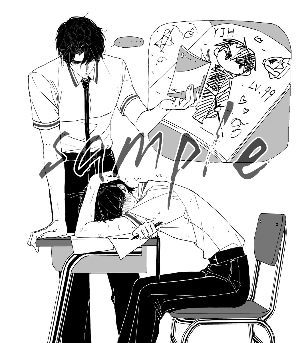 在本子上画喜欢的人被正主抓包了怎么办
一直觉得如果是普通世界的小金，学生时期应该也是个有点中二的少年😋

cms
#joongdok