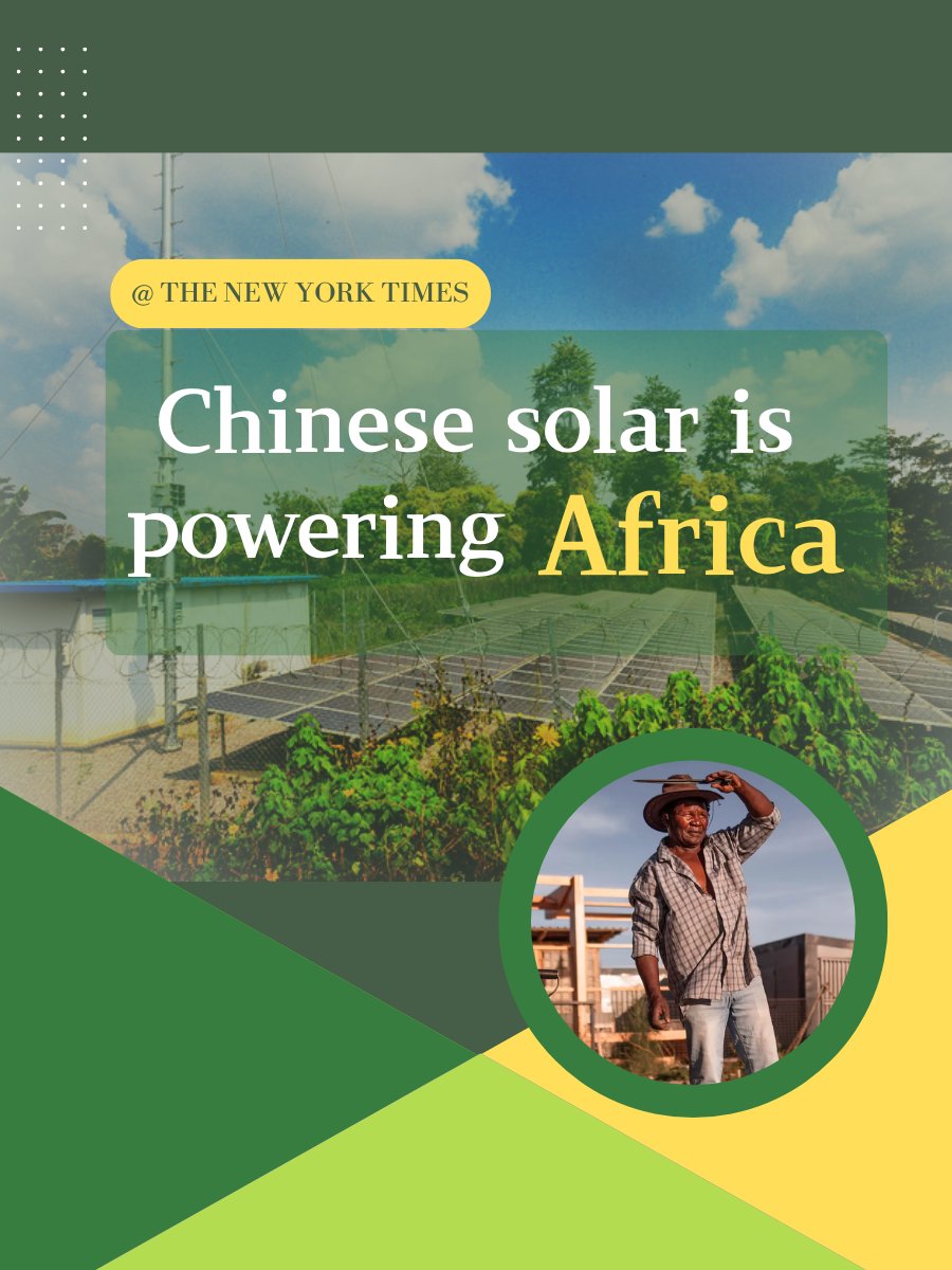 Anyone who's been to #SouthAfrica knows power cuts are part of daily life. That's changing fast.
From homes to factories, Chinese-made #solar panels &amp; batteries are driving a rapid expansion of solar use, with similar shifts unfolding across #Africa, a <a href="/nytimes/">The New York Times</a> report says.