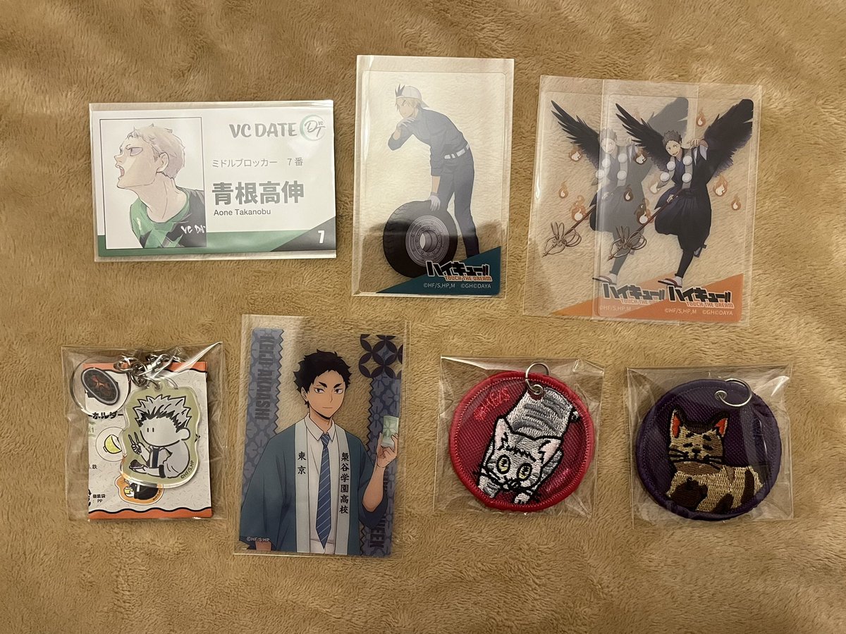 【交換・譲渡】ハイキュー　グッズ整理

【譲】画像のもの
日向、西谷、東峰、田中、山口、月島、孤爪、黒尾、灰羽、宮治、宮侑、青根、黄金川、木下、木兎、赤葦、海、夜久

【求】影山同異種又は定価+送料＞二口同異種

同種求めているもの、いないものございます。
お気軽にお声がけください🕊️