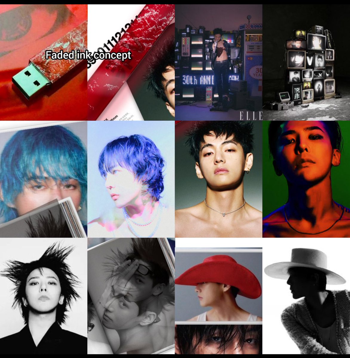 gdybsupremac1st's tweet photo. 🚨Netizens expose taehyung for being unoriginal yet again by copying 3 out of 5 of gdragons album concepts https://t.co/2mVkxYB7O8
