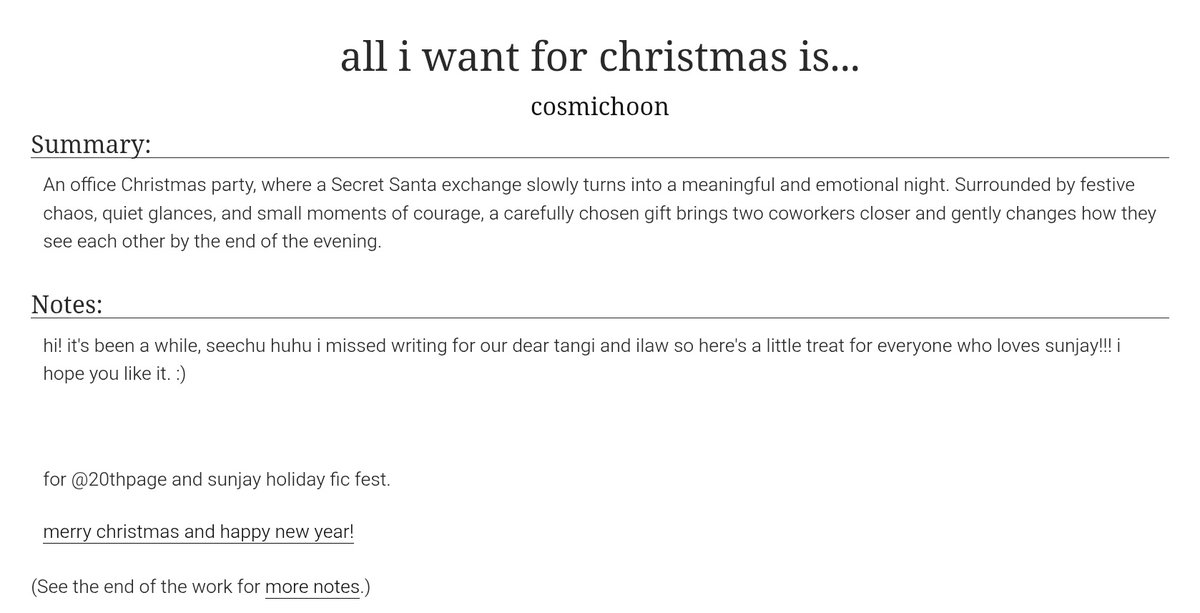 elusiveluster's tweet image. all i want for christmas is...

🎄 sunjay au
🎄 taglish
🎄 1.6k words
🎄 short
🎄 mutual pining

For @20thpage #SunTheLoveToJay #SJHFF2025 💚🩷

📎 : archiveofourown.org/works/76823501