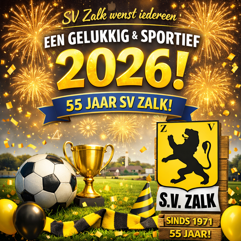 svzalk's tweet image. SV Zalk wenst jou een heel mooi en sportief 2026 toe.

Op zaterdag 3 januari willen we daar het glas opheffen tijdens onze nieuwjaarsborrel!
De nieuwjaarsborrel begint om 16.00 uur.
Het wordt voor ons ook een bijzonder jaar, want  SV Zalk bestaat op 27 mei 55 jaar.