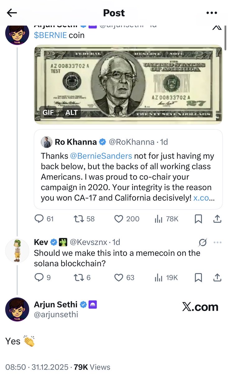 Sensei_654321's tweet image. So you are telling me that @arjunsethi  @krakenfx ceo shilling sol degens $bernie coin and its under 20k mcap ?

Its epic gift for the trenchers to run it back millions