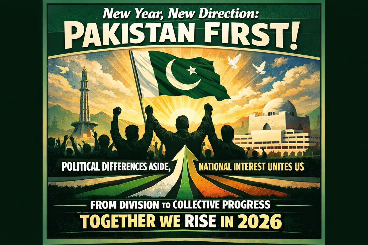kamcia123's tweet photo. New Year, New Direction: Pakistan First! Political differences aside, national interest unites us. From division to collective progress together we rise in 2026 https://t.co/P4EQyFhx91