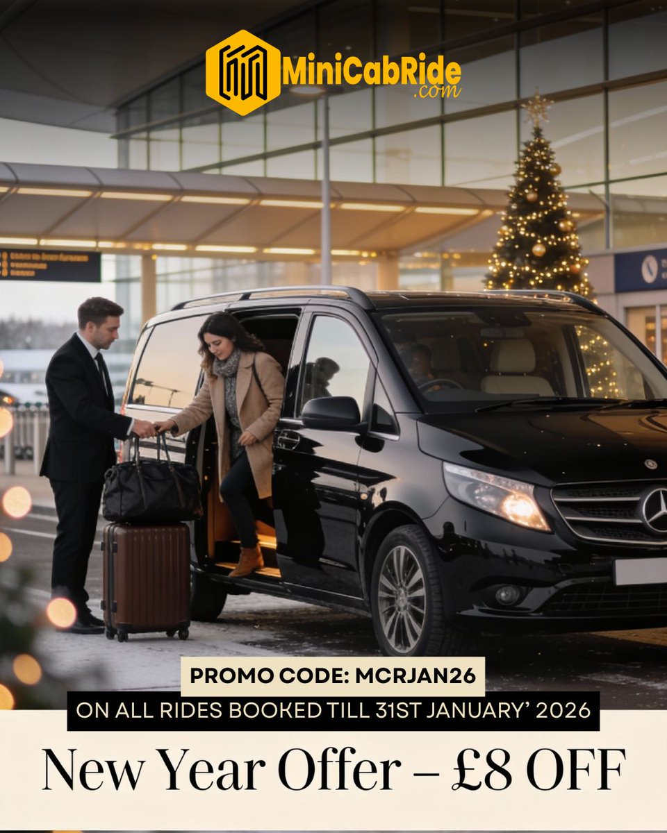 MiniCabRide's tweet photo. 𝐍𝐞𝐰 𝐘𝐞𝐚𝐫, 𝐍𝐞𝐰 𝐒𝐚𝐯𝐢𝐧𝐠𝐬!
Celebrate 2026 with an exclusive limited-time deal.
Don’t miss out. 𝐁𝐨𝐨𝐤 𝐍𝐨𝐰!
𝐛𝐨𝐨𝐤.𝐦𝐢𝐧𝐢𝐜𝐚𝐛𝐫𝐢𝐝𝐞.𝐜𝐨𝐦
#CheersTo2026 #happynewyear2026 #airporttransfers #SALE #SaleAlert #OfferSale #OFFER_OFFER_OFFER #dontmissout https://t.co/eGskGThhkh