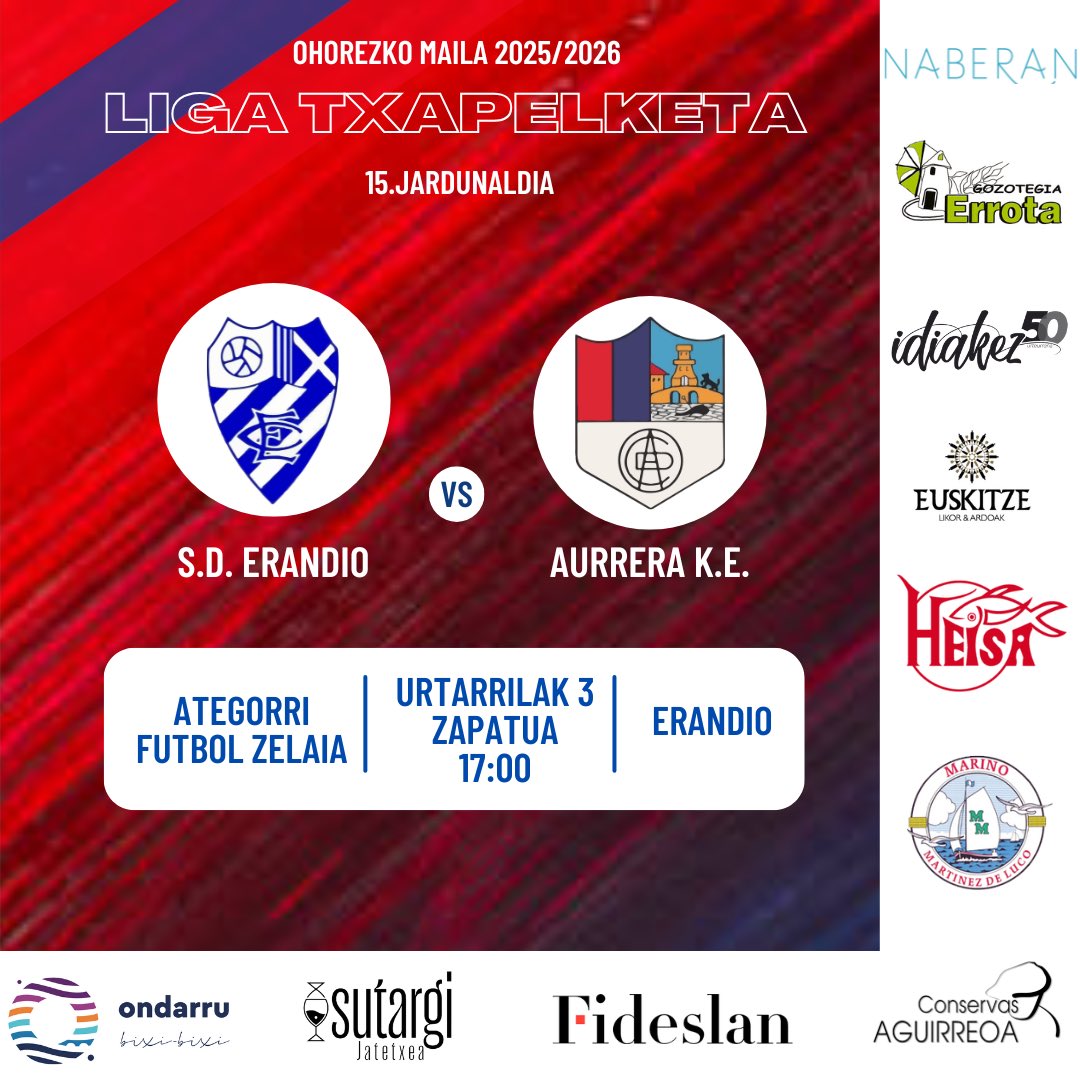 aurreraKE's tweet image. ⚽️ OHOREZKO MAILA | Liga txapelketa
👉S.D. Erandio 🆚 AURRERA K.E.
📌 Urtarrilak 3, zapatua.
🕒 17:00
🌱 Ategorri.

#AurreraBeti 🔴🔵