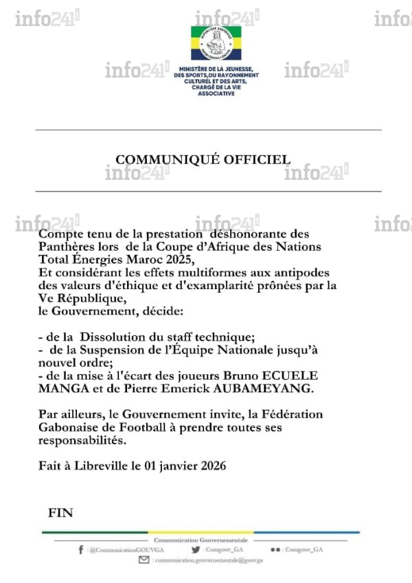 MezahiMaher's tweet image. Gabon’s government has suspended the national team until further notice after a “disgraceful performance” at the 2025 AFCON, where they exited in the group stage.

Captain Bruno Ecuele Manga and Pierre-Emerick Aubameyang have also been banned from representing the Panthers.