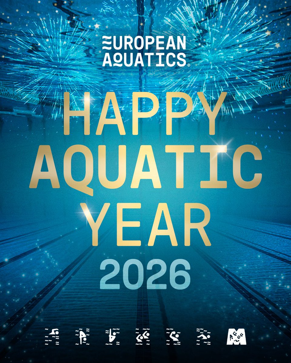 EuroAquatics's tweet photo. European Aquatics wishes everyone a happy and prosperous New Year! 🎊

Here's to another year of celebrating aquatics talent 🌊

#EuropeanAquatics https://t.co/EY71R17fcM