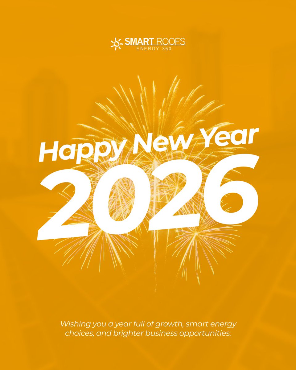 Excited for 2026! Let's make it a year of growth with Smart Roofs. Start your solar journey now. #SmartRoofsCT #HappyNewYear #CommercialSolar #SmartEnergy #EnergySavings. Visit: smartroofsct.com.