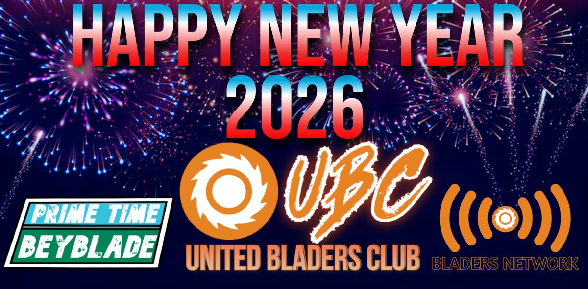 UBCOffcl's tweet photo. From all of us at the UBC, we hope hope that you have an electrifying new year! Stay tuned for announcements. #NewYear #NewYear2026 #NewYears2026 #MetalFightBeyblade #MFB #PrimeTimeBeyblade #BEYBLADEX #メタルファイトベイブレード #トベイブレード #トベイブレードX #PrimeTimeBeyblade https://t.co/bRCvl4Mr0O