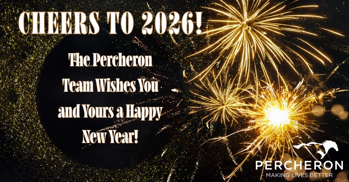 The Percheron team wishes you a Happy New Year filled with opportunity, success, and memorable moments. ✨ Thank you for being part of our journey! Cheers to a great 2026! 🎉

Please note that our offices will be closed on New Years Day.