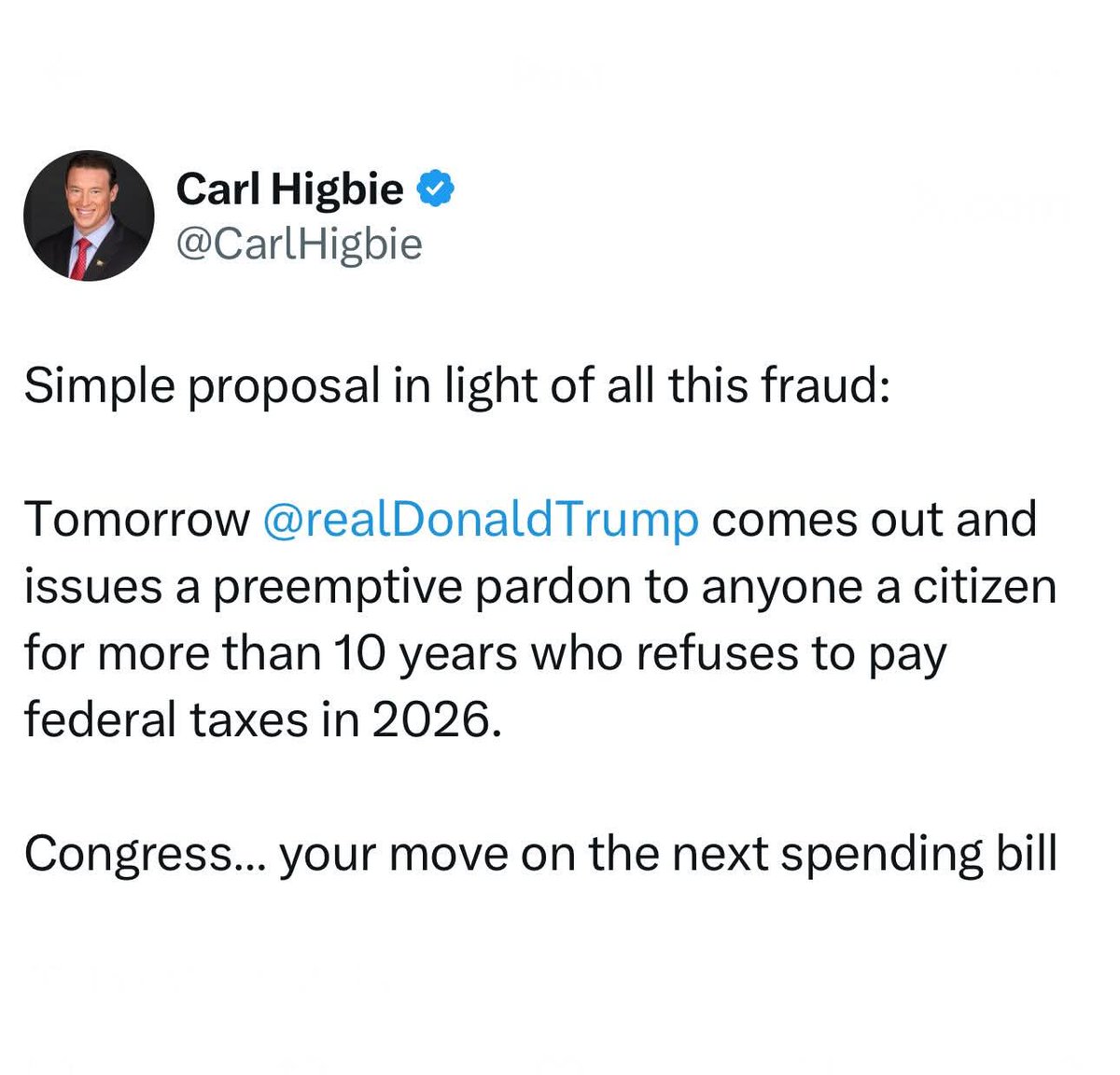 I absolutely am on board with this. Or you can cancel taxes for the foreseeable future. 

Starve the fraud. End the grift. 

No taxation without representation.