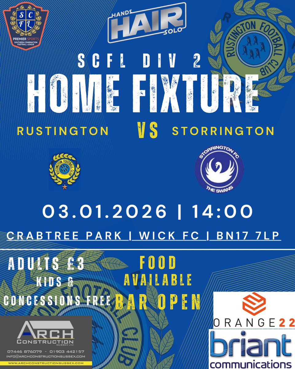 Just like that blues are against <a href="/StorringtonFC/">Storrington Community FC</a> in there first home game of 2026 come down and support the boys. 

2pm kickoff