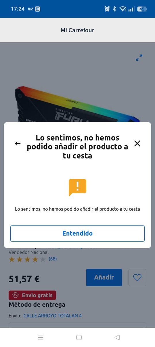 dmanweb's tweet photo. Que en la tienda online de @CarrefourES  no me deje comprar artículos sin darme motivo, que no haya stock ni nada por el estilo, será normal? o es sospechoso?🤔🤔 https://t.co/o4tg7ia6Kz