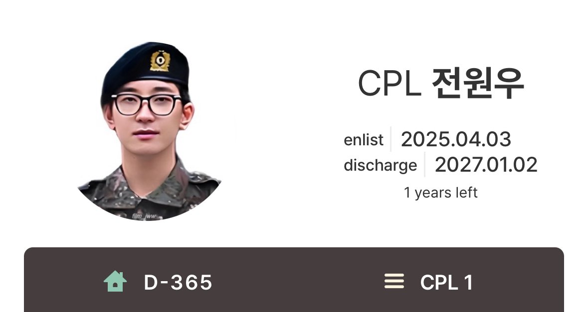 d-365 ! 😭🤍 exactly a year left til wonwoo gets discharged. hwaiting, jeon wonwoo~~