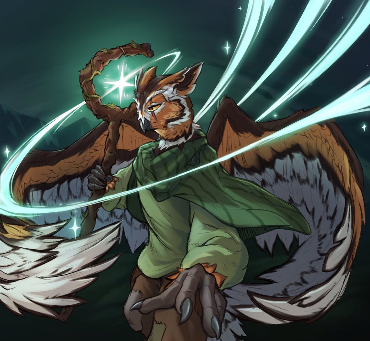 AutumnVibin's tweet image. More experimental art of my Great Horned Owl OC!!