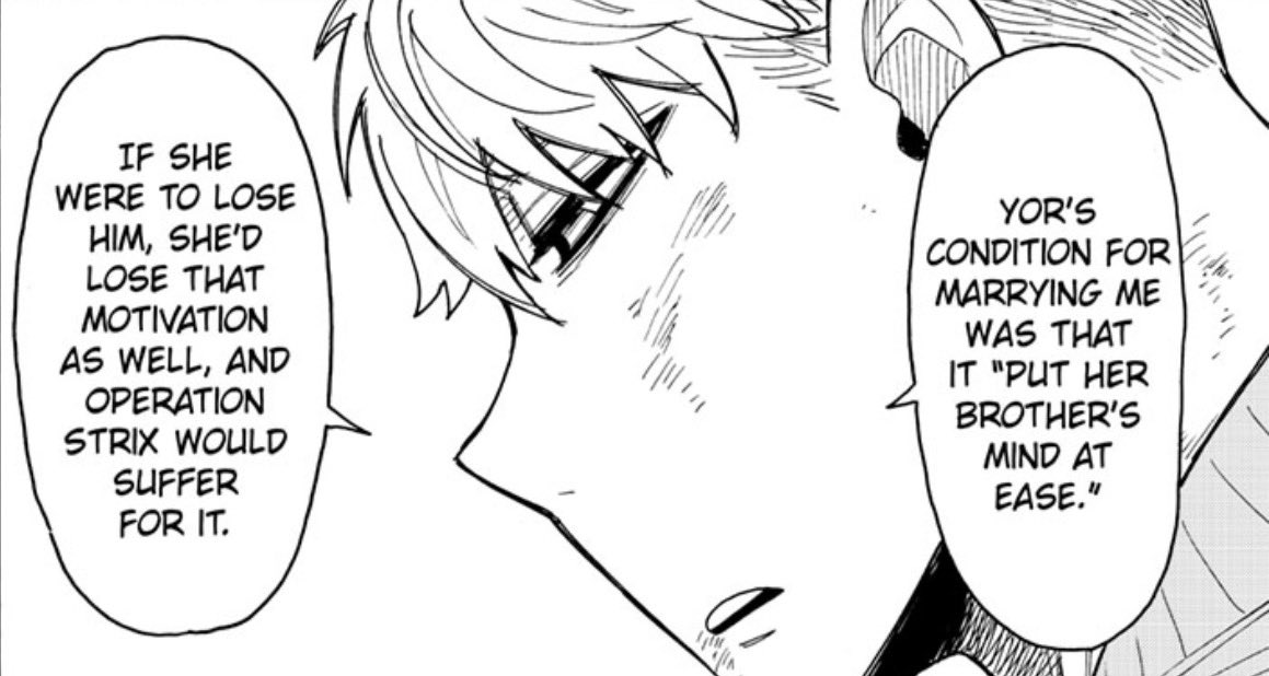 briefhottub's tweet image. I have seen a few suggest that Yor is not truly in love with Loid cuz he is manipulating her. I actually think they have a small point cuz she IS being lied to.

But these are genuine moments that have brought out the real man. And THAT’S who she loves. And he loves her in return