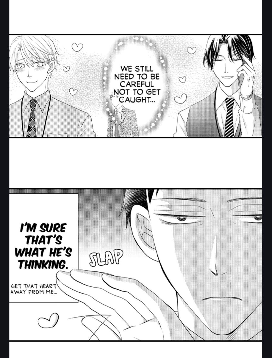 a jaded + stressed company manager dragged into handling his two top salesmen's love life bc the company's future depends on whether they're beefing or kissing lol. born to clock out at 5, forced to be a bl manager for real. someone give him a raise.