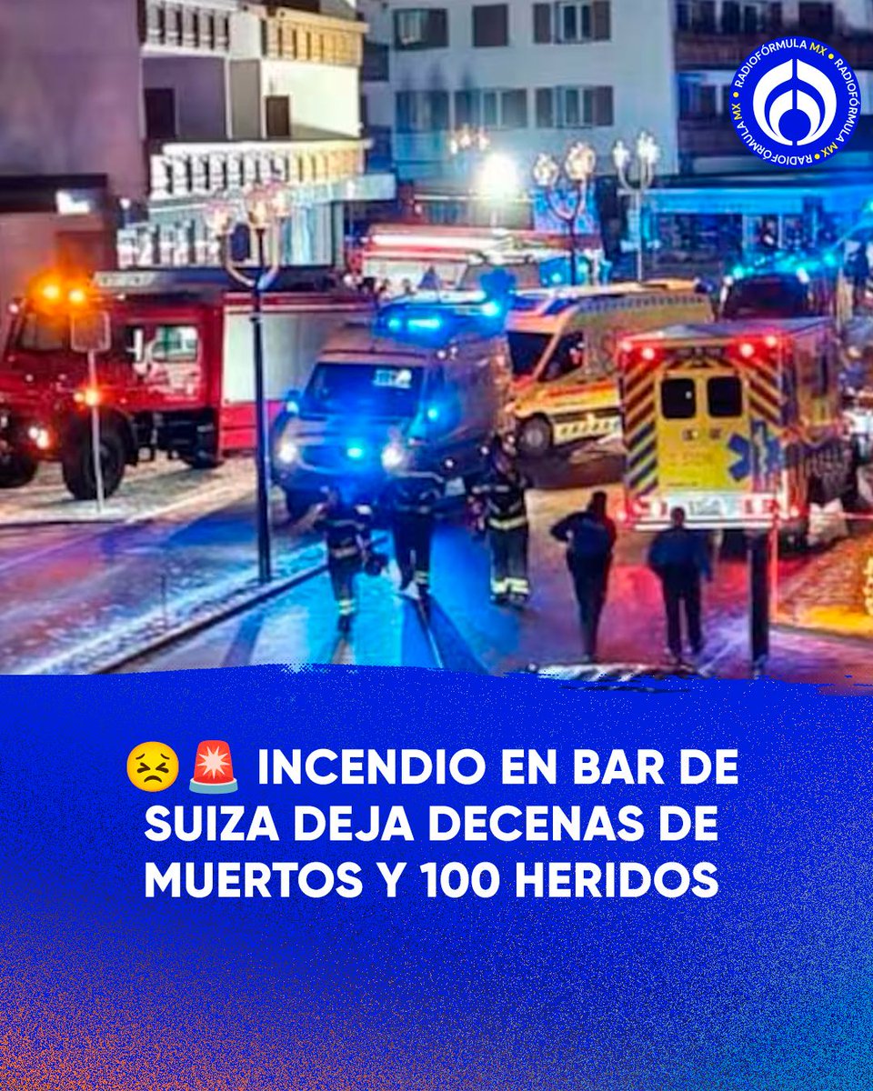 Radio_Formula's tweet photo. 😣💔Lamentablemente decenas de personas murieron y otras 100 resultaron heridas, la mayoría de gravedad, después de que un incendio arrasó un bar abarrotado durante una fiesta de Nochevieja en la lujosa estación de esquí suiza de Crans-Montana. 🇨🇭

🔗 Acá toda la info: https://t.co/aTvkXedmIn