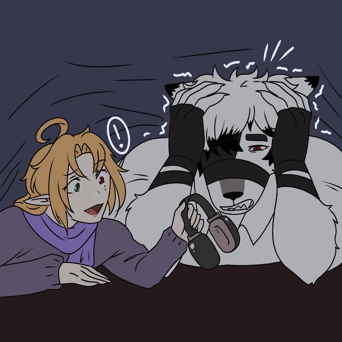 Lycahugofan's tweet image. loud noises solutions for your boyfriend #lycahugo  #ライヒュ
Art by admin: 📦