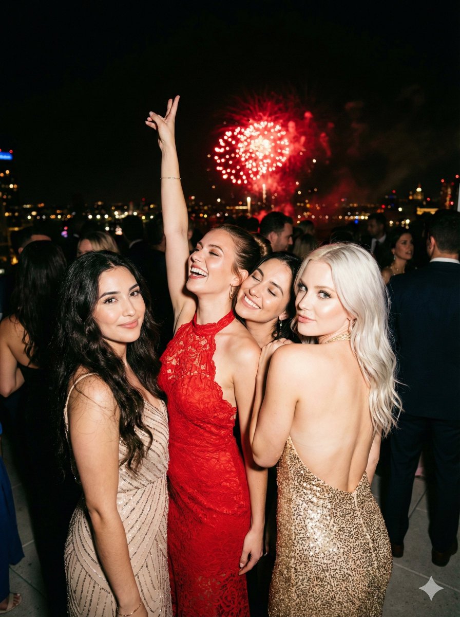 Glamorous New Year Celebration on a Rooftop