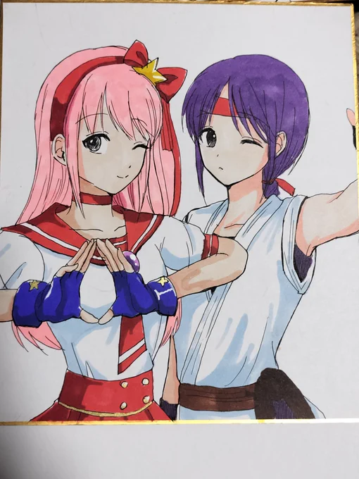 モテ即日までもう10日切ったってマ? どんどん色紙作らんと というわけでアテナユリのコスゆりネモを塗り途中
