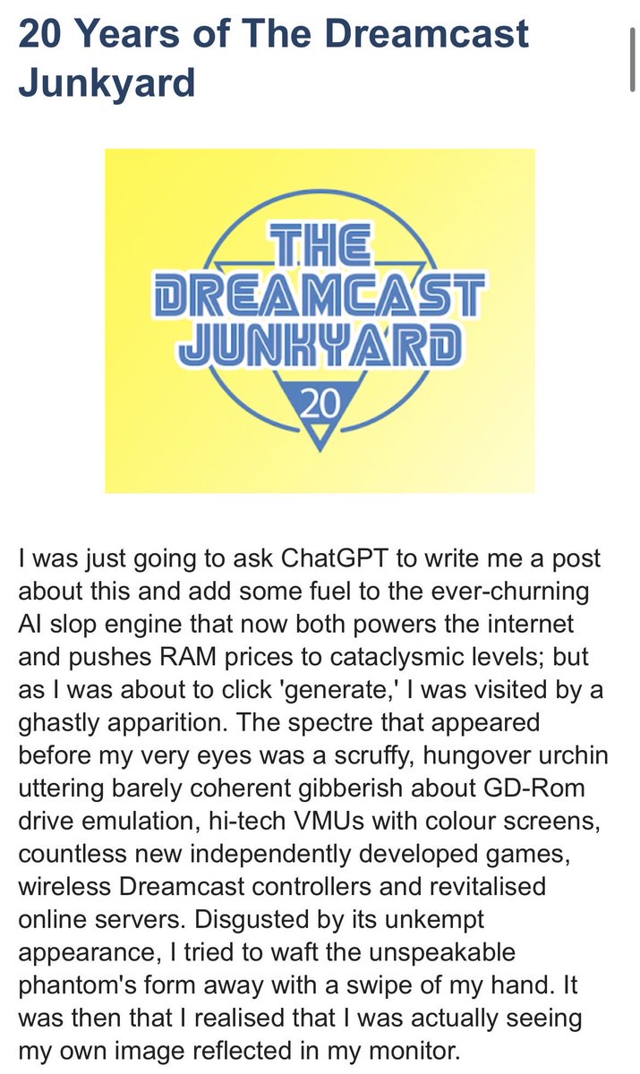TheDCJunkyard's tweet image. Happy new year, and thanks for reading/listening to The Dreamcast Junkyard this year! ✨

👉20th Anniversary Article: thedreamcastjunkyard.co.uk/2025/12/20-yea…
👉Anniversary Pod: thedreamcastjunkyard.buzzsprout.com/42610/episodes…

We’ve still got plenty more 20 year anniversary DCJY goodness to come your way!