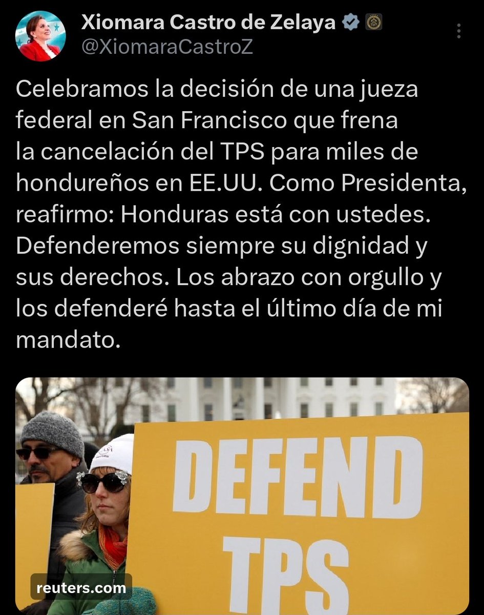Señora <a href="/XiomaraCastroZ/">Xiomara Castro de Zelaya</a> no seas tan hipócrita que celebra ? Si usted y su gobierno nunca hablo por los inmigrantes Hondureños, porque su ataque siempre fue contra USA.
Pero tenemos a Presidente Electo <a href="/titoasfura/">Papi a la Orden</a>  que si ara un buen gobierno con USA porque si le importa el pueblo.