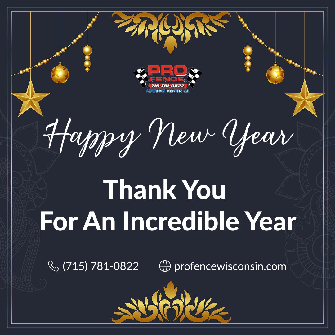 ProFenceWI's tweet image. 🎆 Happy New Year from Pro Fence!
Thank you for trusting us with your fencing projects. Wishing you a strong year ahead.

#HappyNewYear #ProFence

📞 (715) 781-0822
🌐 profencewisconsin.com