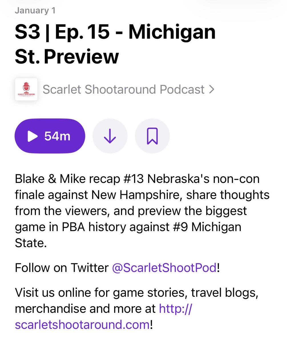 Our Michigan St. Preview is LIVE!

-How has the undefeated non-con set up #Nebrasketball for the postseason?
-How are the #Huskers viewed in the national scene?
-Can NU beat #9 MSU and cement itself as a contender?

Available on Apple/Spotify - hit “Listen Now” on our profile!