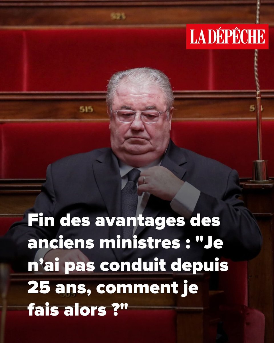 BastionMediaFR's tweet image. 🔴🇫🇷 𝗙𝗟𝗔𝗦𝗛 𝗜𝗡𝗙𝗢 — « Je n’ai pas conduit depuis 25 ans, comment je fais alors ? » : c’est la question que se pose Daniel Vaillant, ancien ministre de l’Intérieur PS sous le gouvernement de Lionel Jospin (2000–2002).

Avec la fin des privilèges à vie pour les anciens…