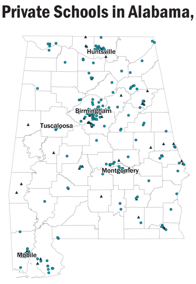 HallTechSports1's tweet image. 👀”Alabama🏫: Couple Visual Aides”

Here is a location layout of all Public &amp;amp; Private Schools in Alabama….

(Source: Niche/Learning Policy Institute)

#AlabamaTop4 @FieldView_1