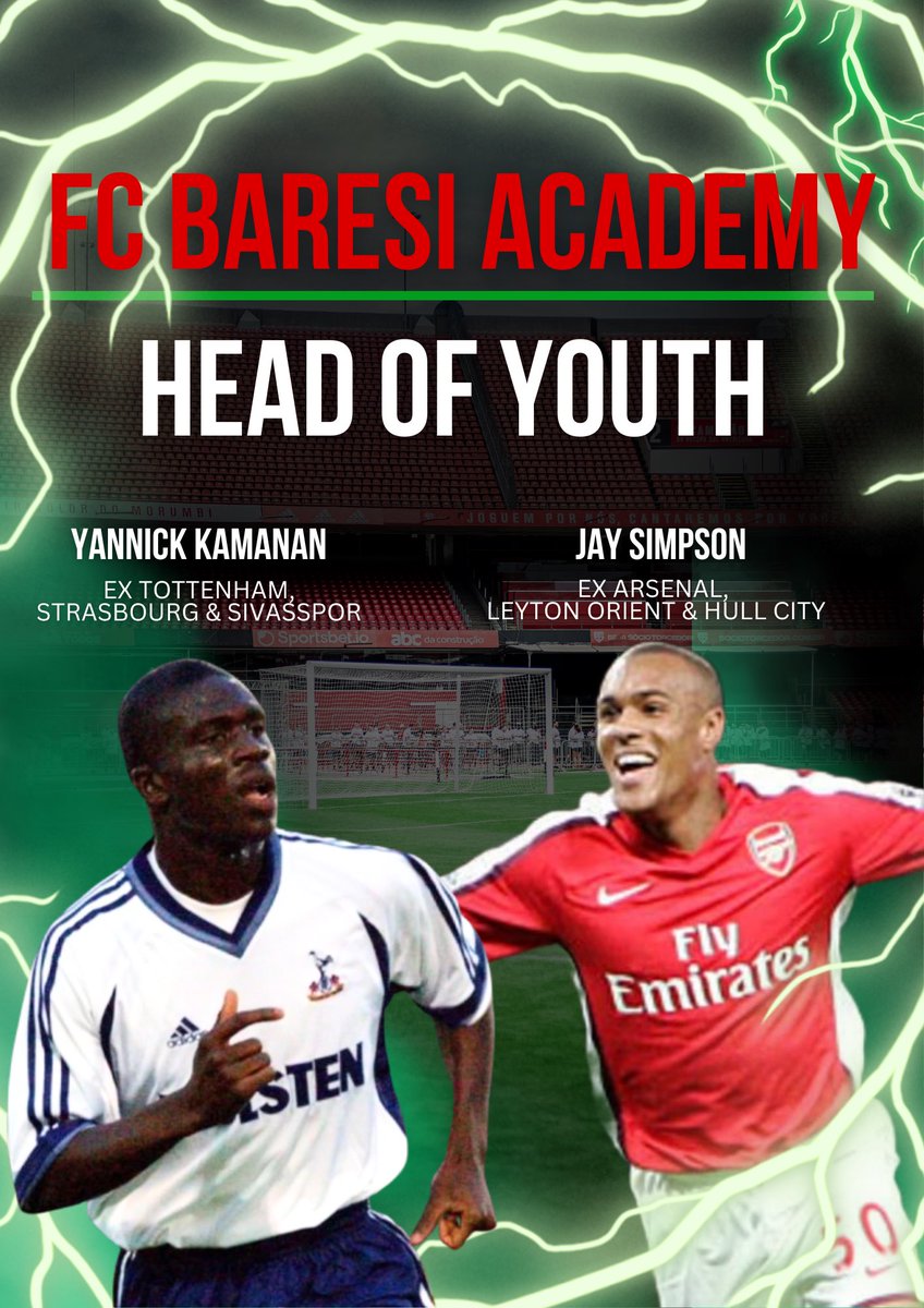🚨 FC Baresi Academy is here! 🚨
We’re proud to launch our youth setup (U7-U18) for the upcoming season, led by ex-professionals Yannick Kamanan &amp; Jay Simpson as Heads of Youth.
📍 Opening Day in February
📝 Register via the link below.

docs.google.com/forms/d/e/1FAI…