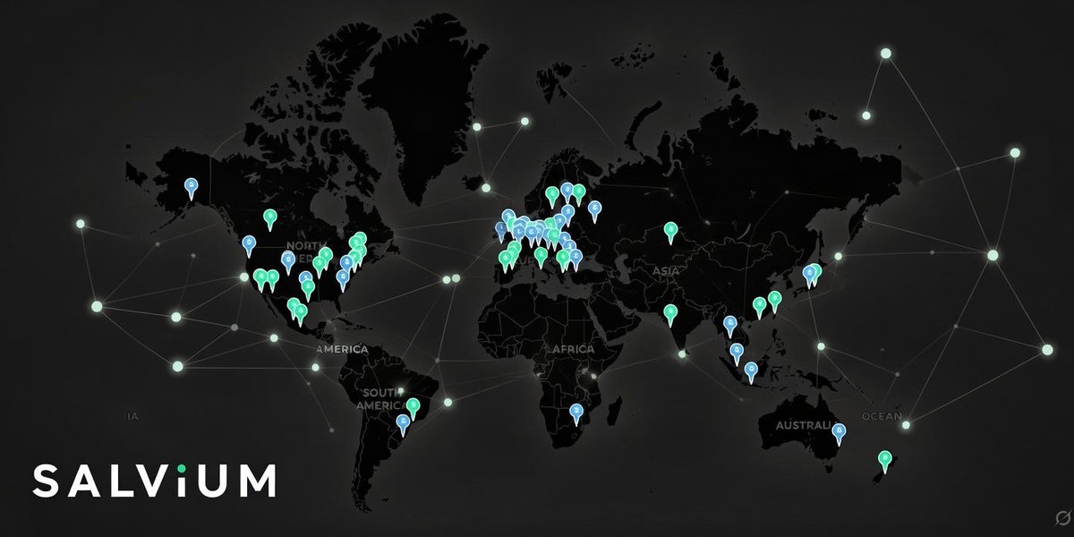 100 active nodes.
32 countries.
One decentralized network.

From North America to Europe, Asia, and beyond - Salvium is live, distributed, and growing fast.👁️

A globally distributed network built for resilience, performance, and true decentralization.✍️

$SAL
