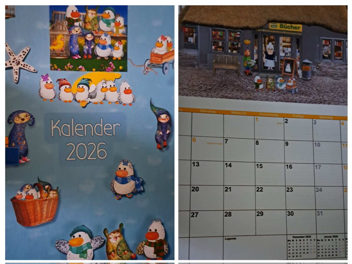 Heute können wir endlich unseren Kalender von Josh und seinen Freunden beginnen,die Menschin schreibt nachher alle unsere Termine ein.....