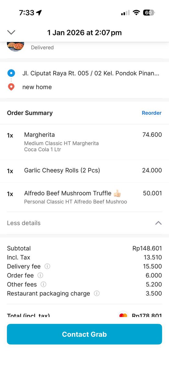 favodimples's tweet photo. kak ini sama kaya temen2 yg lain order domino pesanan belom sampe tbtb status udah delivered dan ga dikirim pizzanya solusinya gmn ya hey @dominos_id @GrabID https://t.co/os6Za0dd40