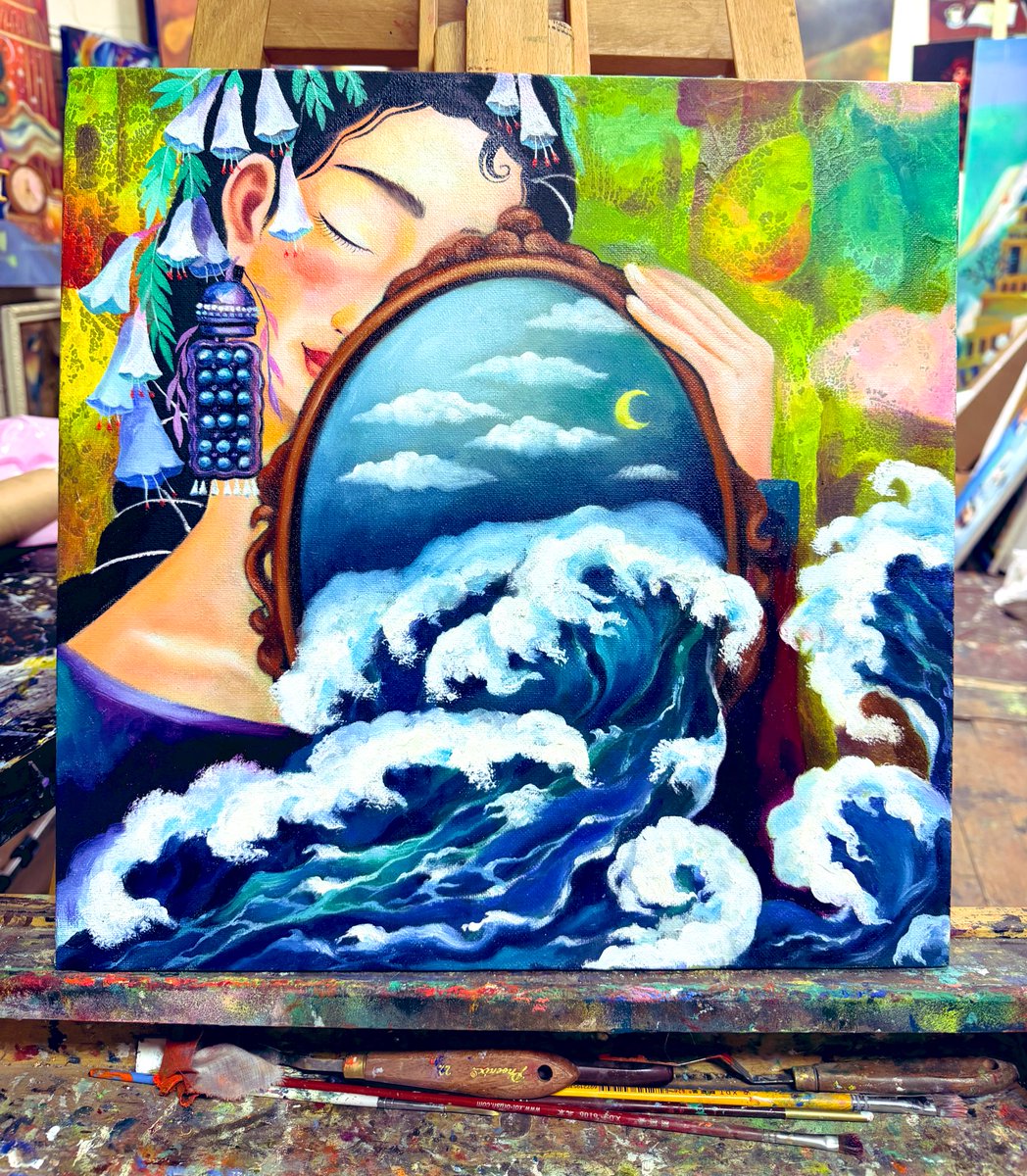 Одоо хэд хоног оны өмнө орхисон зургуудаа дуусгаядаа.Хэн эгч авна гсн дуусгаад л орхилоо😌
“Өөрийгөө харсан тэнгис”
42х42см /oil canvas/ 2026