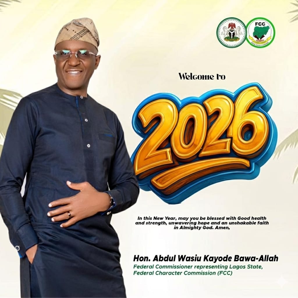 Lagfcccomission's tweet photo. Hon. AbdulWasiu K. Bawa-Allah, Federal Commissioner representing Lagos State Federal Character Commission (FCC) New Year Greetings To Lagosians

Read the full message here👇
https://t.co/09W6RNyBkV https://t.co/cOd4cAj0Ur